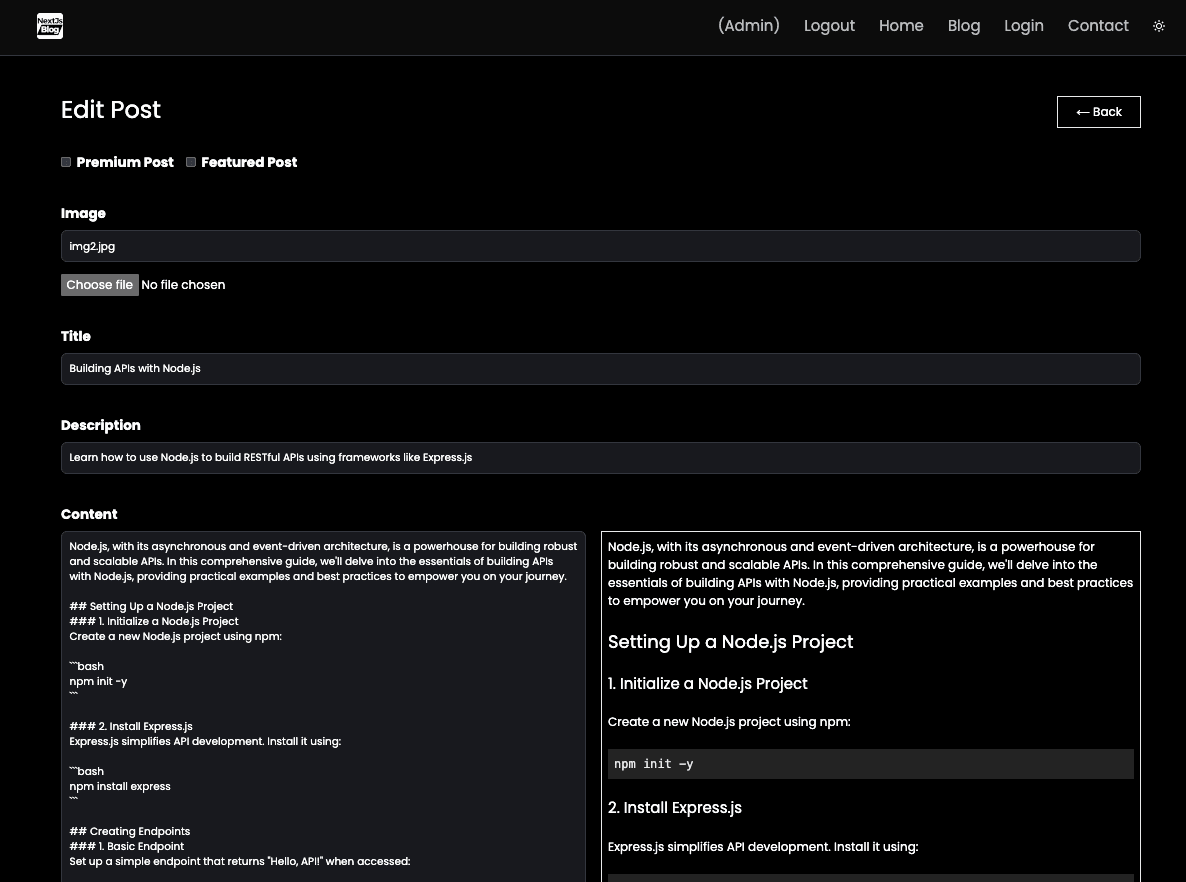 Admin Dashboard screenshot